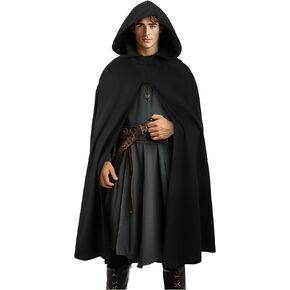 Renaissance Hooded Cape Cloak with Hood, Medieval Halloween Costume
