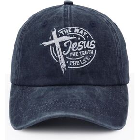 The Way The Truth The Life Baseball Cap for Men Women, Adjustable Cotton Embroidered Christian Jesus Hat