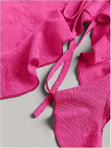 SHENHE Women's Open Front Tie Top Asymmetrical Ruffle V Neck Sexy Split Crop Cami Top in Saudi Arabia