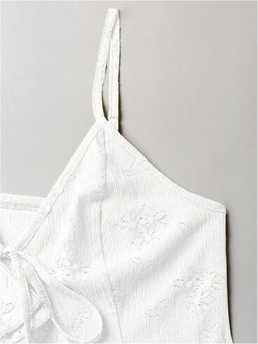 SHENHE Women's Open Front Tie Top Asymmetrical Ruffle V Neck Sexy Split Crop Cami Top in Saudi Arabia