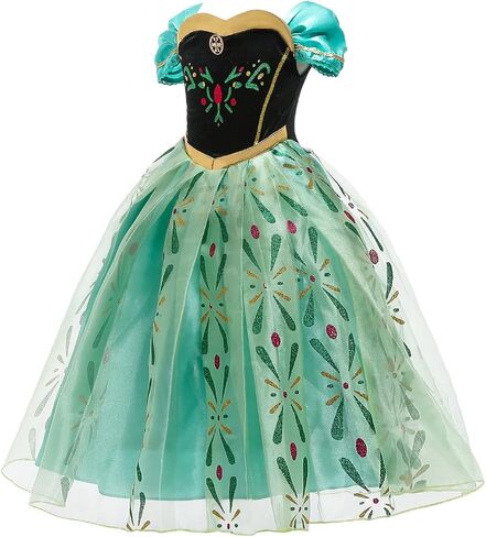 Princess Kids Costume Anna Dress up Girls Outfit for Halloween Cosplay Chirstmas Birthday Party 3-10Years in Saudi Arabia