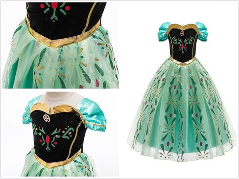 Princess Kids Costume Anna Dress up Girls Outfit for Halloween Cosplay Chirstmas Birthday Party 3-10Years in Saudi Arabia