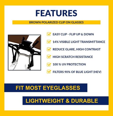 عدسات شمسية للقيادة بمشبك معدني قابلة للطي من البولي كربونات باللون الأصفر، Aviator، عرض 56 مم × ارتفاع 47 مم، عرض 134 مم مع جسر in Kuwait