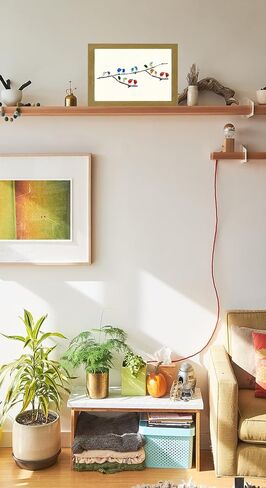 ديكور حائط فني من زجاج البحر مع إطار خشبي - 16 طائرًا من زجاج البحر مؤطر بألوان قوس قزح على فرع - ديكورات فنية جدارية مصنوعة يدويًا من الزجاج البحري - هدية عيد الميلاد للأم للأم in Kuwait