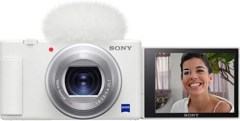 كاميرا فيديو Sony ZV-1 مدمجة لمدونات الفيديو الرقمية بدقة 4K HDR لمنشئي المحتوى ومدوني الفيديو، حزمة DCZV1/W بيضاء مع حزمة حماية ممتدة لمدة عامين من CPS + حقيبة Deco Gear + مجموعة بطاقات وملحقات سعة 128 جيجابايت in Saudi Arabia