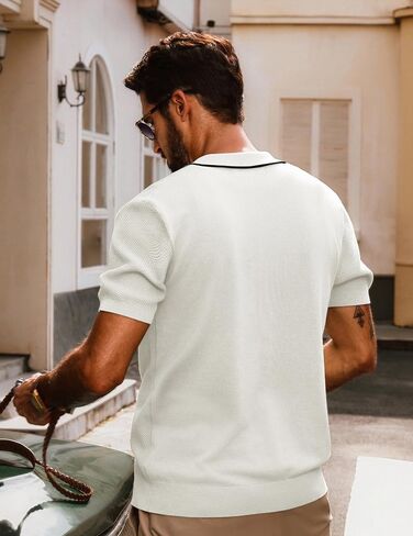 PJ PAUL JONES Men's Knit Shirts Short Sleeve Button Down Shirt Vintage Polo Shirt Casual Summer Beach Shirts in Saudi Arabia