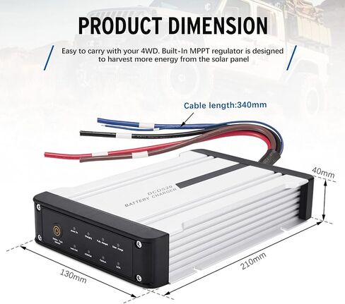 12V 20A DC to DC On-Board Battery Charger for AGM, Gel, Calcium, LiFePO4, VRLA Battery with Multi-Protections Multi-Stage Charging in Saudi Arabia