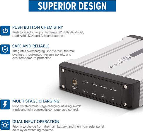 12V 20A DC to DC On-Board Battery Charger for AGM, Gel, Calcium, LiFePO4, VRLA Battery with Multi-Protections Multi-Stage Charging in Saudi Arabia