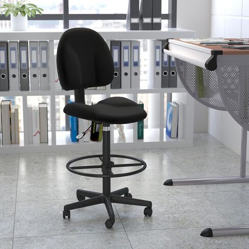 كرسي صياغة قماش منقوش باللون الأسود من Flash Furniture Bruce بأذرع قابلة للتعديل (الأسطوانات: 22.5 بوصة - 27 بوصة ارتفاع أو 26 بوصة - 30.5 بوصة ارتفاع) in Saudi Arabia