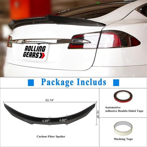 Real Carbon Fiber Spoiler Compatible with Tesla Model S Trunk Spoiler 2012-2024 (DN Type) in Saudi Arabia