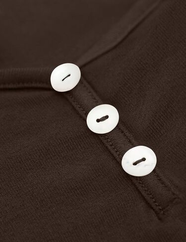 تي شيرت Amoretu نسائي طويل الأكمام بأزرار ورقبة دائرية وقمصان علوية كاجوال بحاشية منحنية in Kuwait