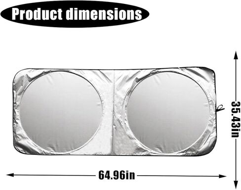 Car Windshield Sun Shade, Cool Reflective Sun Blocker, Foldable Car Front Window Covers, Sun Protection Automotive Glass Shade for Comfortable Driving for Universal Car SUV Truck (64.96 x 35.43'') in Kuwait