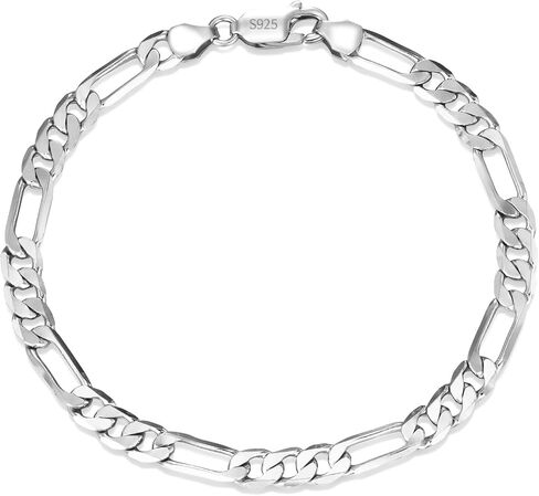 Figaro Chain Bracelet for Men Women,Solid 925 Sterling Silver Italian 5mm Diamond Cut Figaro Chain Bracelet for Men Jewelry Men Gifts in Saudi Arabia