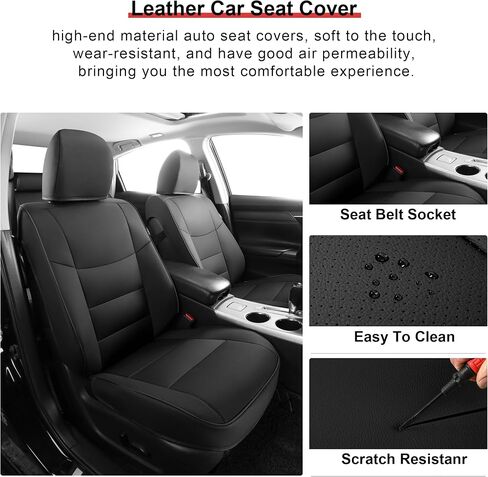 GXT Custom Fit Nissan Altima seat Covers, for 2013 2014 2015 2016 2017 2018 S, SV, SR, SL - Full Set, Waterproof Leatherette (Black) in Saudi Arabia