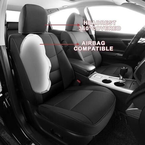GXT Custom Fit Nissan Altima seat Covers, for 2013 2014 2015 2016 2017 2018 S, SV, SR, SL - Full Set, Waterproof Leatherette (Black) in Saudi Arabia