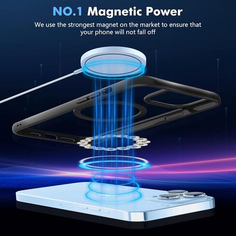 Mgnaooi Magnetic Case for iPhone 14 Pro Case [MIL-Grade Drop Tested & Compatible with MagSafe] Translucent Matte Back with Aluminum Alloy Keys, Shockproof 14 Pro Phone Case 6.1 Inch, Black in Saudi Arabia