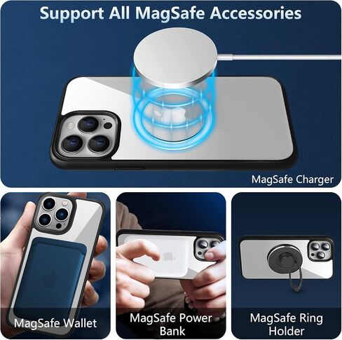 Mgnaooi Magnetic Case for iPhone 14 Pro Case [MIL-Grade Drop Tested & Compatible with MagSafe] Translucent Matte Back with Aluminum Alloy Keys, Shockproof 14 Pro Phone Case 6.1 Inch, Black in Saudi Arabia