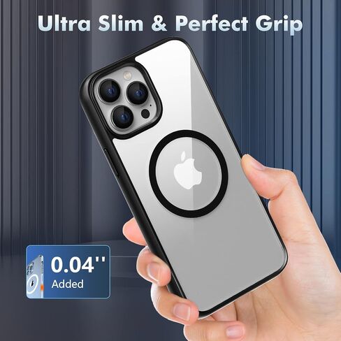Mgnaooi Magnetic Case for iPhone 14 Pro Case [MIL-Grade Drop Tested & Compatible with MagSafe] Translucent Matte Back with Aluminum Alloy Keys, Shockproof 14 Pro Phone Case 6.1 Inch, Black in Saudi Arabia
