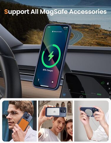 Mgnaooi Magnetic Case for iPhone 14 Pro Case [MIL-Grade Drop Tested & Compatible with MagSafe] Translucent Matte Back with Aluminum Alloy Keys, Shockproof 14 Pro Phone Case 6.1 Inch, Black in Saudi Arabia