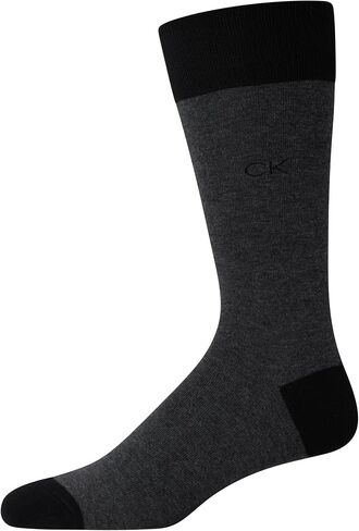 Calvin Klein Men's Dress Socks - 8 Pack Breathable Cotton Mid Crew Socks - Casual Long Work Socks for Men (Sizes 7-12), Size 7-12, Black Grey in Saudi Arabia