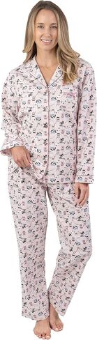 Patricia Lingerie Women's Premium Soft Cotton Flannel Print Long Sleeve Buttoned Pajama 2 Piece Set in Saudi Arabia