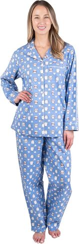 Patricia Lingerie Women's Premium Soft Cotton Flannel Print Long Sleeve Buttoned Pajama 2 Piece Set in Saudi Arabia