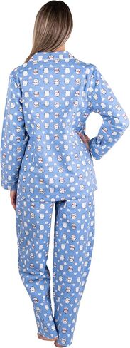 Patricia Lingerie Women's Premium Soft Cotton Flannel Print Long Sleeve Buttoned Pajama 2 Piece Set in Saudi Arabia