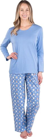 Patricia Lingerie Women's Premium Soft Cotton Flannel Print Long Sleeve Buttoned Pajama 2 Piece Set in Saudi Arabia