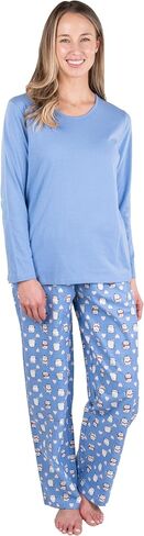 Patricia Lingerie Women's Premium Soft Cotton Flannel Print Long Sleeve Buttoned Pajama 2 Piece Set in Saudi Arabia
