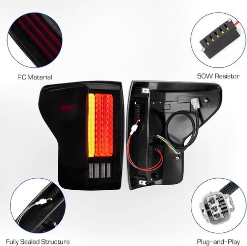 LED Tail Lights Fit for Toyota Tundra 2007-2013, Rear Brake Lamp Taillight Assembly, Black Housing Smoke Lens in Saudi Arabia