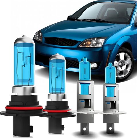 المصابيح الأمامية متوافقة مع Ford Focus 2008-2011، 9008 مجموعة مصابيح الهالوجين ذات الشعاع العالي والمنخفض، فائقة السطوع 6000K أبيض، التوصيل والتشغيل، حزمة من 2 in Kuwait