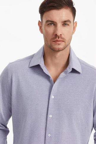 Men's Dress Knitted Shirts Stretch Wrinkle Free Button Down Shirts Long Sleeve Business Casual Shirts Mens in Saudi Arabia