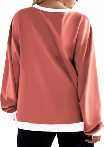 Womens-Plus-Size-Sweatshirts Casual Oversized Pullover Tops Crewneck Long Sleeve Color Block Tunic Outfits in Kuwait
