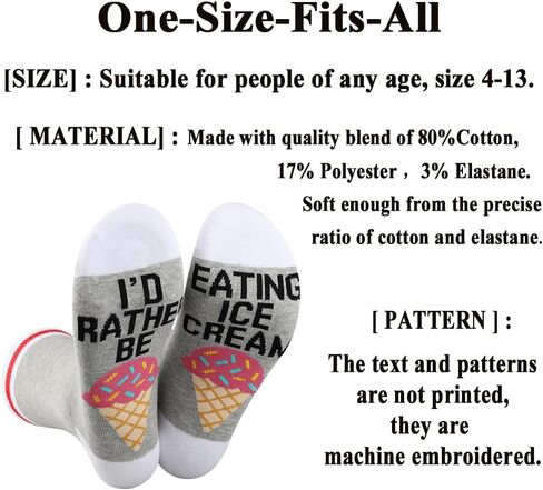 G2TUP Ice Cream Socks Ice Cream Lover Gift I'd Rather Be Eating Ice Cream Socks Ice Cream Merchandise in Saudi Arabia