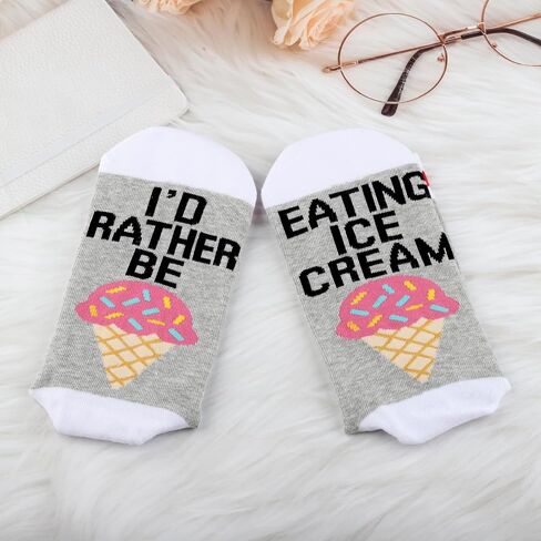 G2TUP Ice Cream Socks Ice Cream Lover Gift I'd Rather Be Eating Ice Cream Socks Ice Cream Merchandise in Saudi Arabia