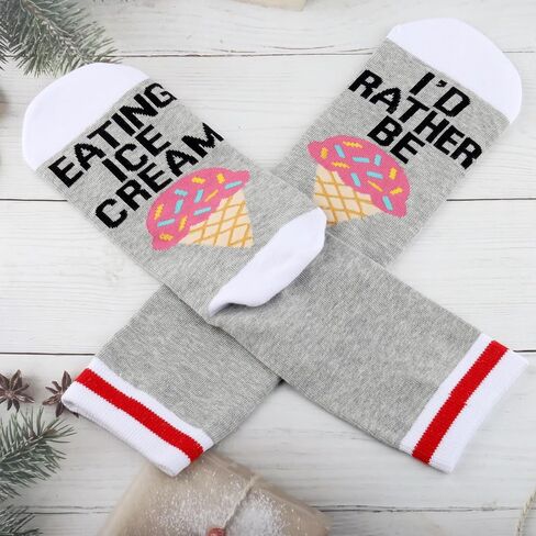 G2TUP Ice Cream Socks Ice Cream Lover Gift I'd Rather Be Eating Ice Cream Socks Ice Cream Merchandise in Saudi Arabia