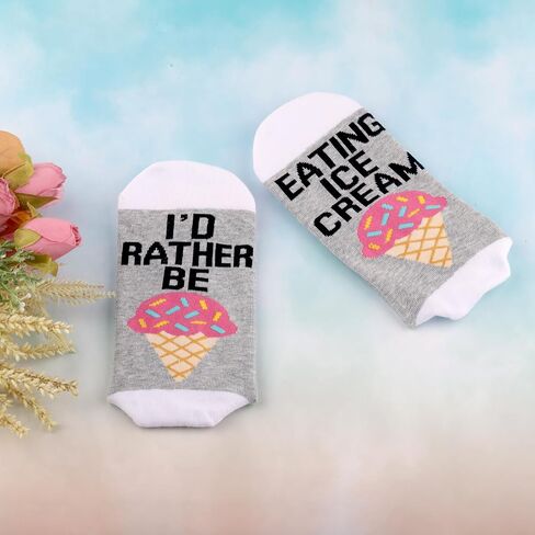 G2TUP Ice Cream Socks Ice Cream Lover Gift I'd Rather Be Eating Ice Cream Socks Ice Cream Merchandise in Saudi Arabia