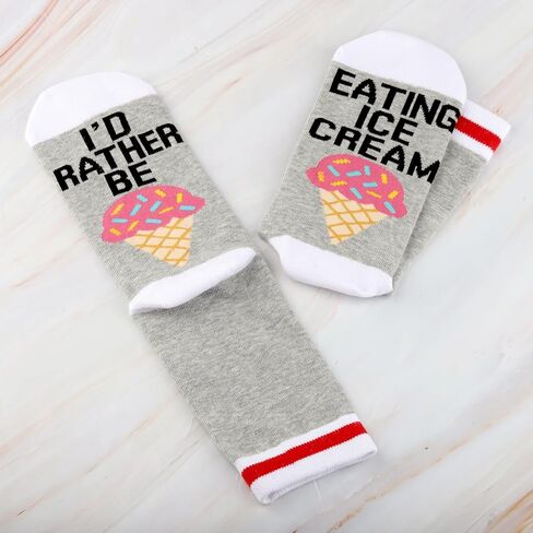 G2TUP Ice Cream Socks Ice Cream Lover Gift I'd Rather Be Eating Ice Cream Socks Ice Cream Merchandise in Saudi Arabia