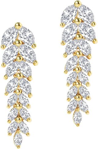 Marquise AAAAA+ Cubic Zirconia Earrings Leaf Women Jewelry CZ Elegant Tassels 18K Gold/White Gold Plated For Women Wedding Bride Bridesmaid Bridal Dangle Drop Crystal Deluxe in Kuwait