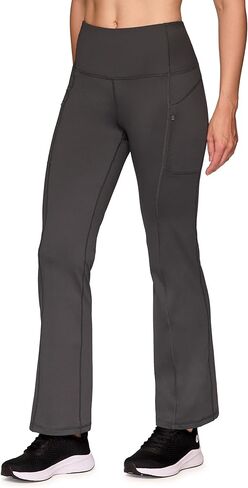 RBX Fleece Yoga Pants for Women, Fleece Lined Flare Leggings with Zipper Pockets Full Length Bootcut Workout Pants in Kuwait