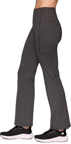 RBX Fleece Yoga Pants for Women, Fleece Lined Flare Leggings with Zipper Pockets Full Length Bootcut Workout Pants in Kuwait