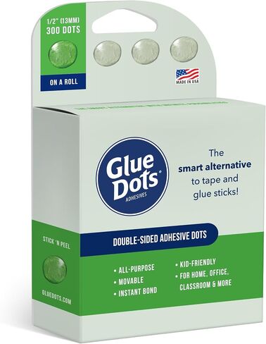 Glue Dots, Roll for everyday uses, 3-pack, ½", .5 Inch, 900 Total Dots, Movable, Repositionable, Multi-Functional, Label Containers, Glue Stick and Tape Alternative, Clear in Saudi Arabia
