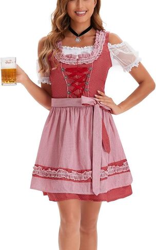 Dirndl Dresses Women Oktoberfest Costumes 3 Pcs Oktoberfest Dresses German Bavarian Costume Beer Carnival Outfits in Kuwait