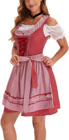 Dirndl Dresses Women Oktoberfest Costumes 3 Pcs Oktoberfest Dresses German Bavarian Costume Beer Carnival Outfits in Kuwait