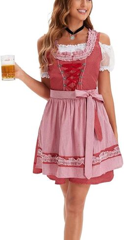 Dirndl Dresses Women Oktoberfest Costumes 3 Pcs Oktoberfest Dresses German Bavarian Costume Beer Carnival Outfits in Kuwait