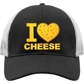 I Love Cheese Hats for Womens Baseball Cap Classic Washed Workout hat Fitted, Allblack