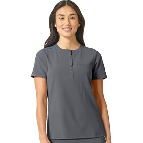 WonderWink Women's Mandarin Collar Tuck-in Scrub Top, Pewter, XL