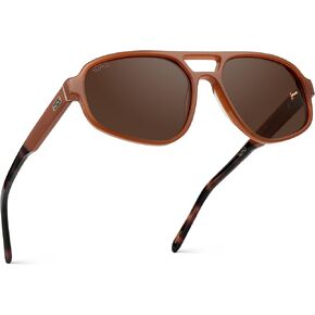 WMP Eyewear - Women’s Retro Double Bridge Aviator Sunglasses with Polarized Lenses, Lightweight Frame, & Full UV Protection