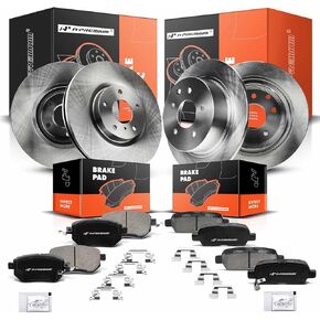 A-Premium Front and Rear Drilled and Slotted Disc Brake Rotors + Ceramic Pads Kit Compatible with Select Nissan Models - Altima 2006, Maxima 2004-2008, 12-PC Set
