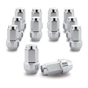 Chrome M14x2.0 Wheel Lug Nuts One-Piece Cone Seat OEM Style 12pcs for Ford F150 2001-2014, Ford Expedition 2003-2014, Lincoln Navigator 2003-2012 for Factory OEM Wheels, Fit 4L3Z-1012-A